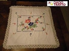CENTRO TAVOLA CORSIA, IN LINO RICAMATO A MANO PERIDO 90