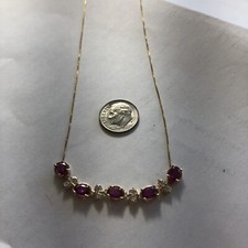 14 Kt Yellow Gold , Diamonds & Natural Rubys , July Gem, Necklace