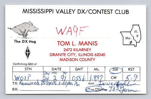 Radioamatore qsl wa9f granite - qsl,