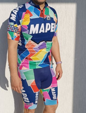 ♥ COMPLETO CICLISMO VINTAGE SANTINI MAPEI SMS MAGLIA PANTALONCINI CAPPELLINO
