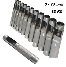 FUSTELLE PUNZONI IN ACCIAIO FORGIATO PER CUOIO PELLE SET 12 PEZZI 3--19 mm