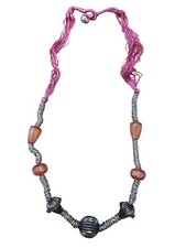 PINK THREAD NECKLACE RINGS AND
