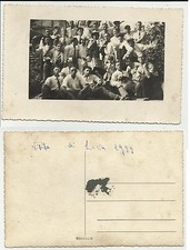 VECCHIA  CARTOLINA FOTOGRAFICA  ALLA VISITA DI LEVA 1933 CON FISARMONICA 