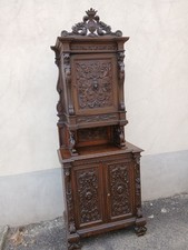 MOBILE DOPPIO CORPO RICCHI INTAGLI FIGURE E STEMMA REALE - UMBERTINO PRIMI '900