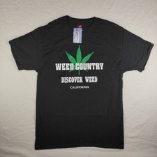 T-shirt grande Discover Weed California nera marijuana Pot Hanes nuova con etichetta