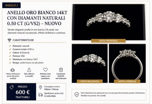 Anello oro bianco 14kt - , con