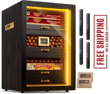 Humidor per Sigari, Armadio Humidor da Scrivania Luce Trifacciale con Igromete Digitale