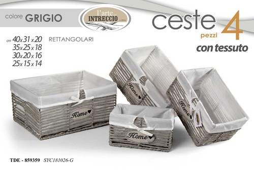 Set ceste grigio - grigio, vimini