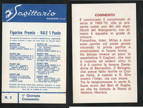 Figurina fotocalcio sagittario - figurina,