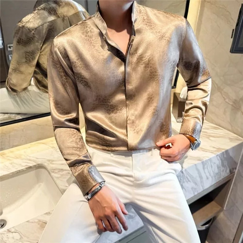 Camicia uomo elegante beige - camicia,