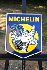 Insegna Emaillata MICHELIN Blu E Gialla Pneumatici Automobili