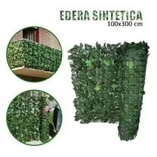 Siepe Artificiale Sintetica 1 x 3 metri Rotolo Anticaduta Rete foglie Edera