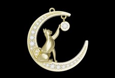 Ciondolo gatto luna pietra