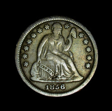 1856 O Liberty Seduta Una Dime