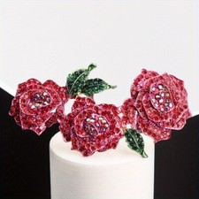 Spilla rosa con strass di alta