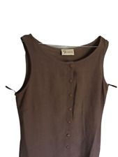 CLAUDIA GIL Vestito da donna estivo misto lino dress lungo marrone size 44