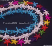 Distanziatore stelle marine pietre preziose turchese Howlite misto bianco blu...