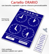 Cartello ORARIO regolabile apertura negozio/studio/laboratorio/officina/bottega