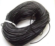 2mt di cordino  filo in Pelle cuoio 2mm colore nero per bracciale,collana 