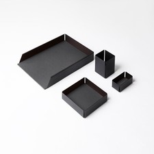 Set Scrivania Acciaio Nero e