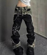 Jeans uomo nero denim mimetico