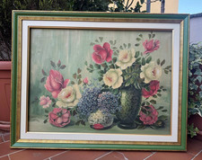 NATURA MORTA - OLIO SU TELA - FIORI - ROSE - FIRMATO - XX SEC.