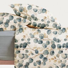 Completo lenzuola Odil 100% Cotone fantasia foliage verde