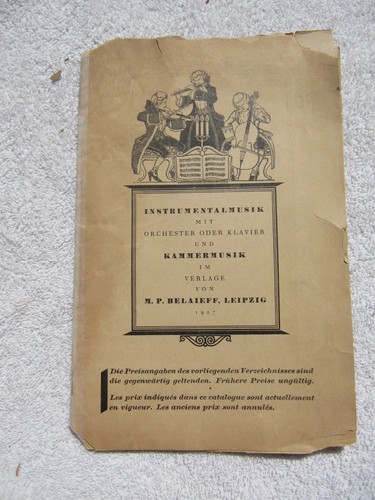 Catalogo spartiti russo 1927 - catalogo,