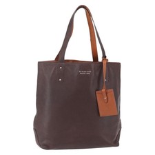 BURBERRY Borsa Tote Etichetta Nera Pelle Marrone Argento Autentica bs30984