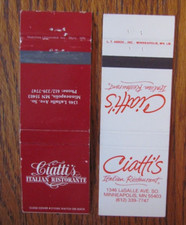 MINNEAPOLIS, MINNESOTA COPERTINE FIAMMIFERI: CIATTI'S ITALIAN FOOD MATCHCOVERS -B