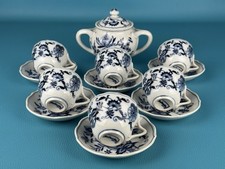 Servizio Da Caffè “Blue Danube” Porcellana X6 Persone Con Zuccheriera Decoro Blu