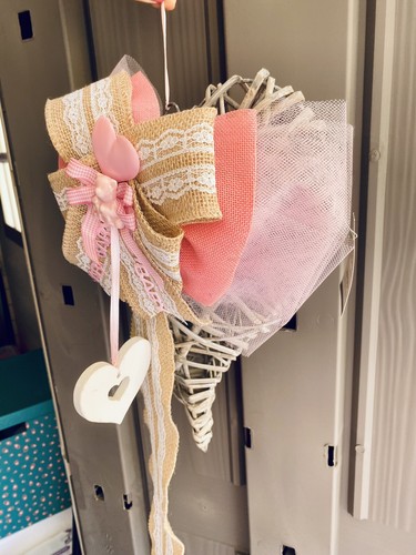 Fiocco nascita cuore rattan - fiocco,