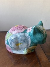 Ernestine Salerno Gatto In Ceramica Decorato A Mano