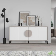 MADIA BUFFET CREDENZA 4 ANTE MODERNA MARRONE CHIARO BIANCO 180x35.6XH 82 cm