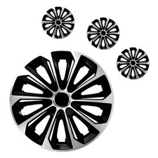 4X Copricerchi 16" Per Argenté / Nero Neuf Extra Strong 16 Pollici Lot De 4-Pcz