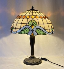 Tavolo Vetro Piombato Fatto a Mano Bronzo Piede Colorato 54 CM Alta 41 DM Antico