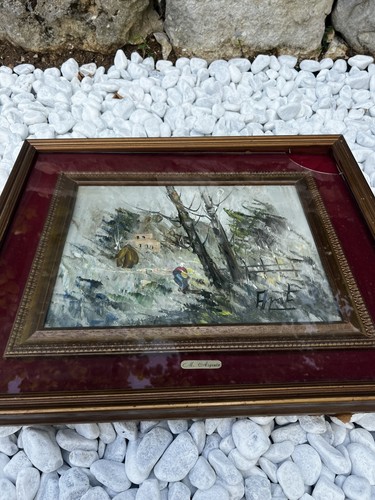 Quadro olio tela argento - m.,