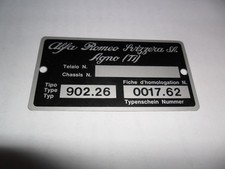 Alfa Romeo Svizzera SA. Agno (TI) targhetta per tipo 902.26