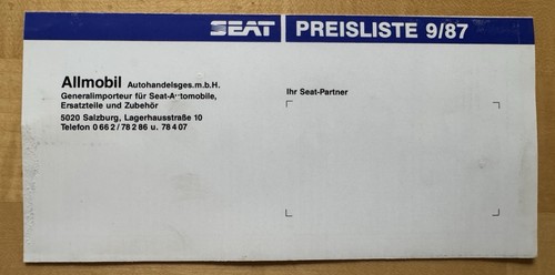 Brochure listino prezzi seat - brochure,