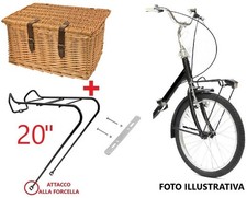 Portacesto Portapacchi 20 Pollici + Cestino Cesto Bauletto VIMINI + Piastra Bici