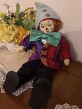 🌸BAMBOLA VINTAGE PANNO LENCI ALTA 55 CM  SENZA POLVERE PAGLIACCIO ERA FURGA🌸