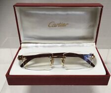 Montatura occhiali da vista vintage Cartier senza montatura accento oro e legno
