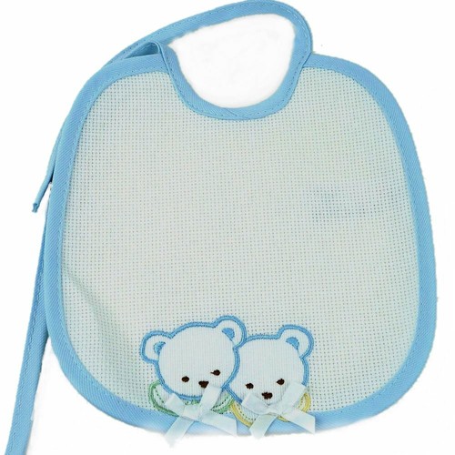 Bavaglino ricamo azzurro con - ricamo,