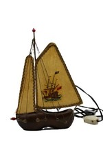 Lampada souvenir galeone inglese su base legno zoccolo veliero funzionante