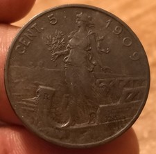 Moneta 5 Centesimi 1909 Prora