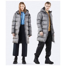 RAINS piumino unisex lungo grigio metallico