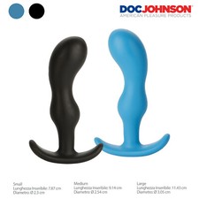 Doc Johnson Mood Naughty 2 Black/Blue - Silicone Anal Plug - S/M/L - Plug Anale