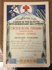Diploma croce rossa giovanile regno d'Italia