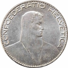 Svizzera 5 franchi 1922 B, AU