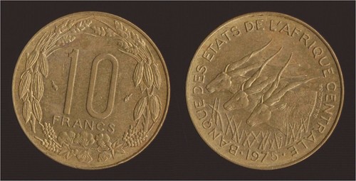 Africa centrale francs - 10, 1975